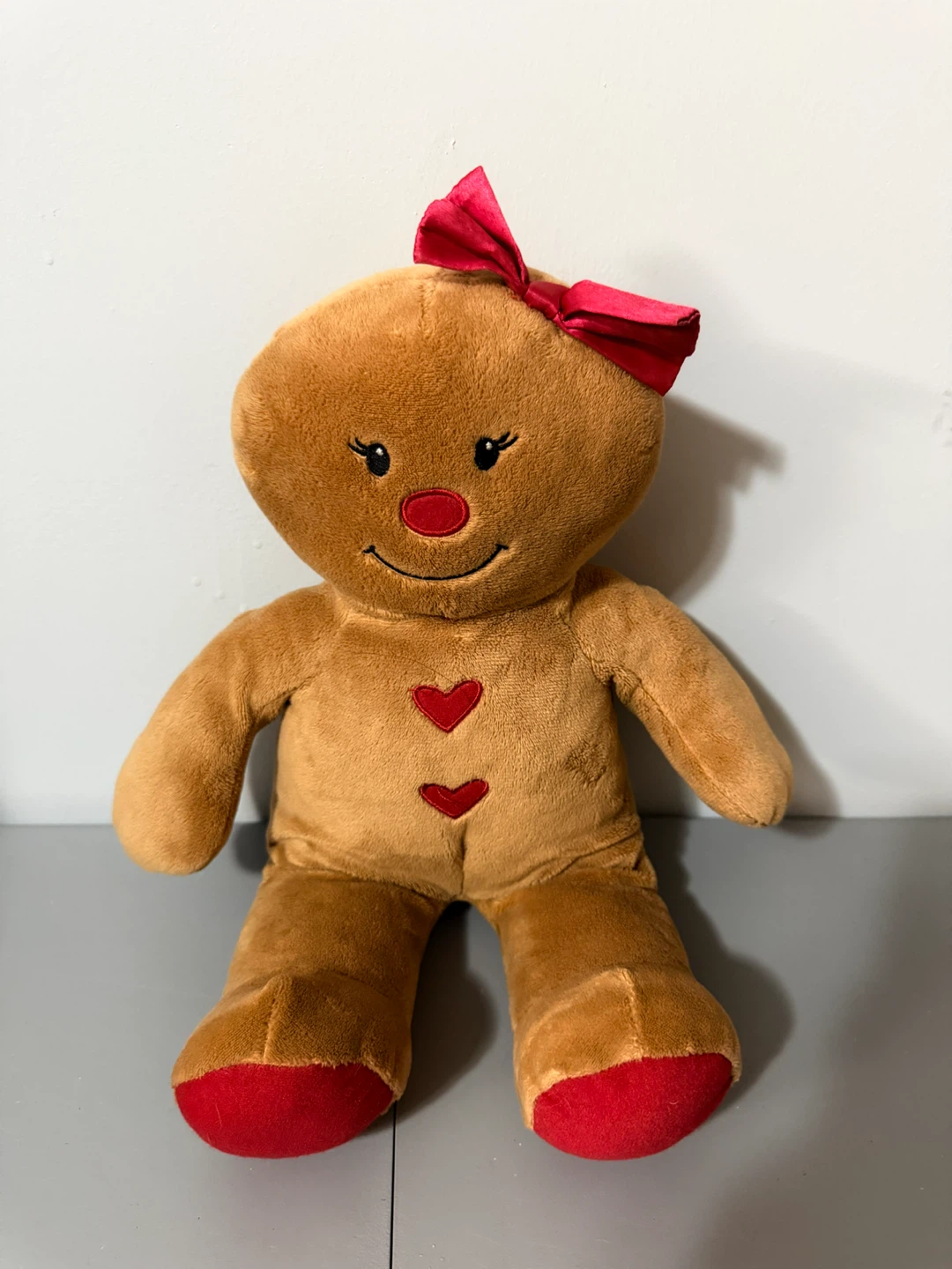 Build A Bear Gingerbread Plush Toy with Red Bow 2017