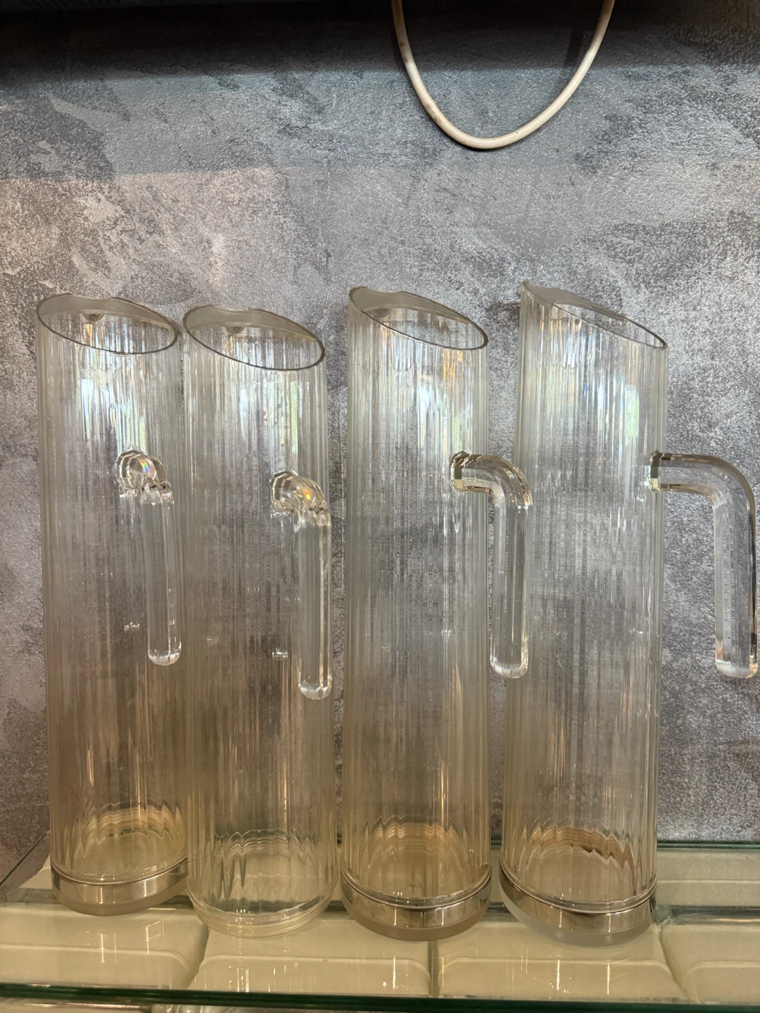 Set of 4 Clear Plastic Pitchers
