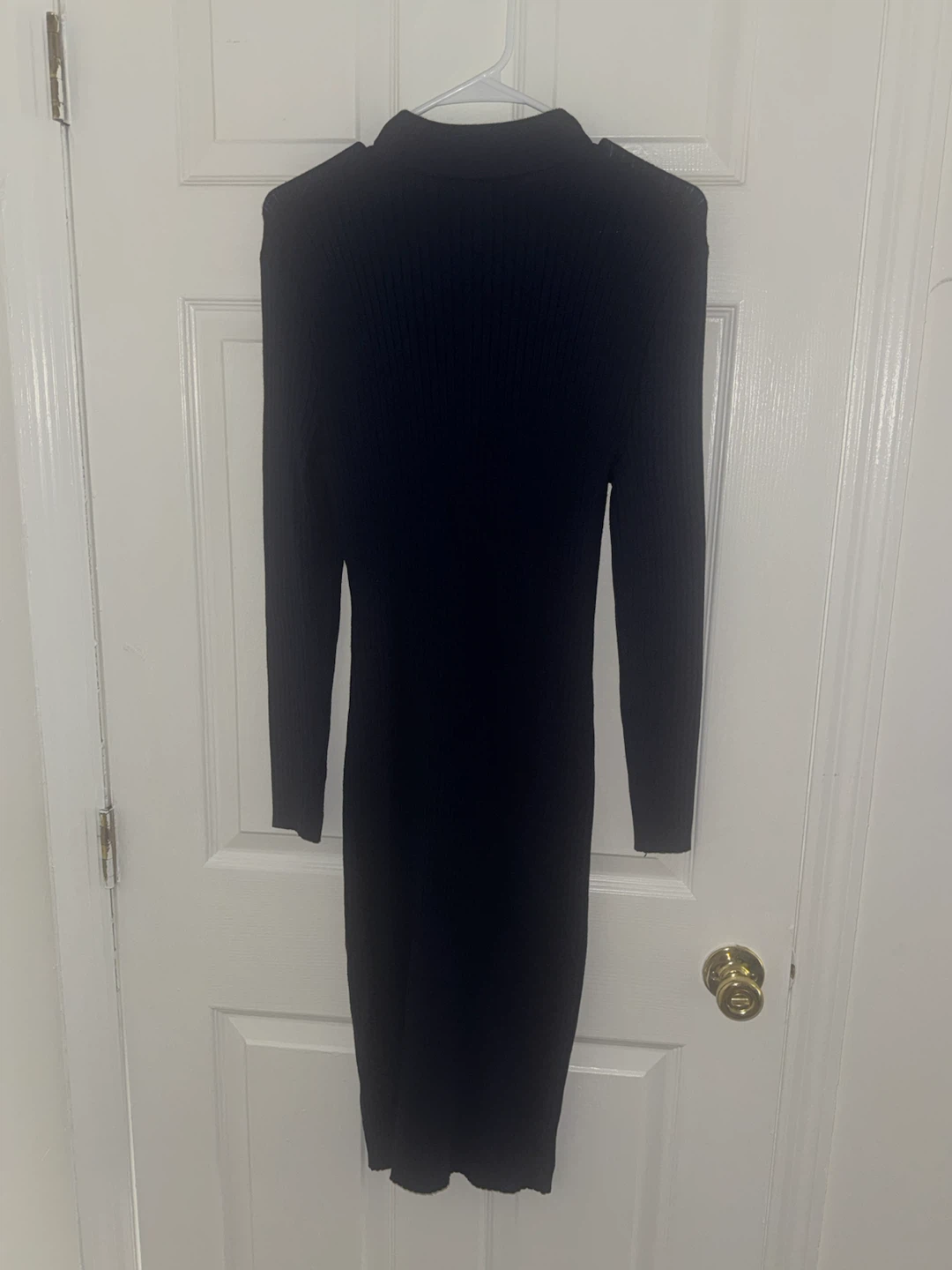 Black Ribbed Lace-Up Dress - photo 2