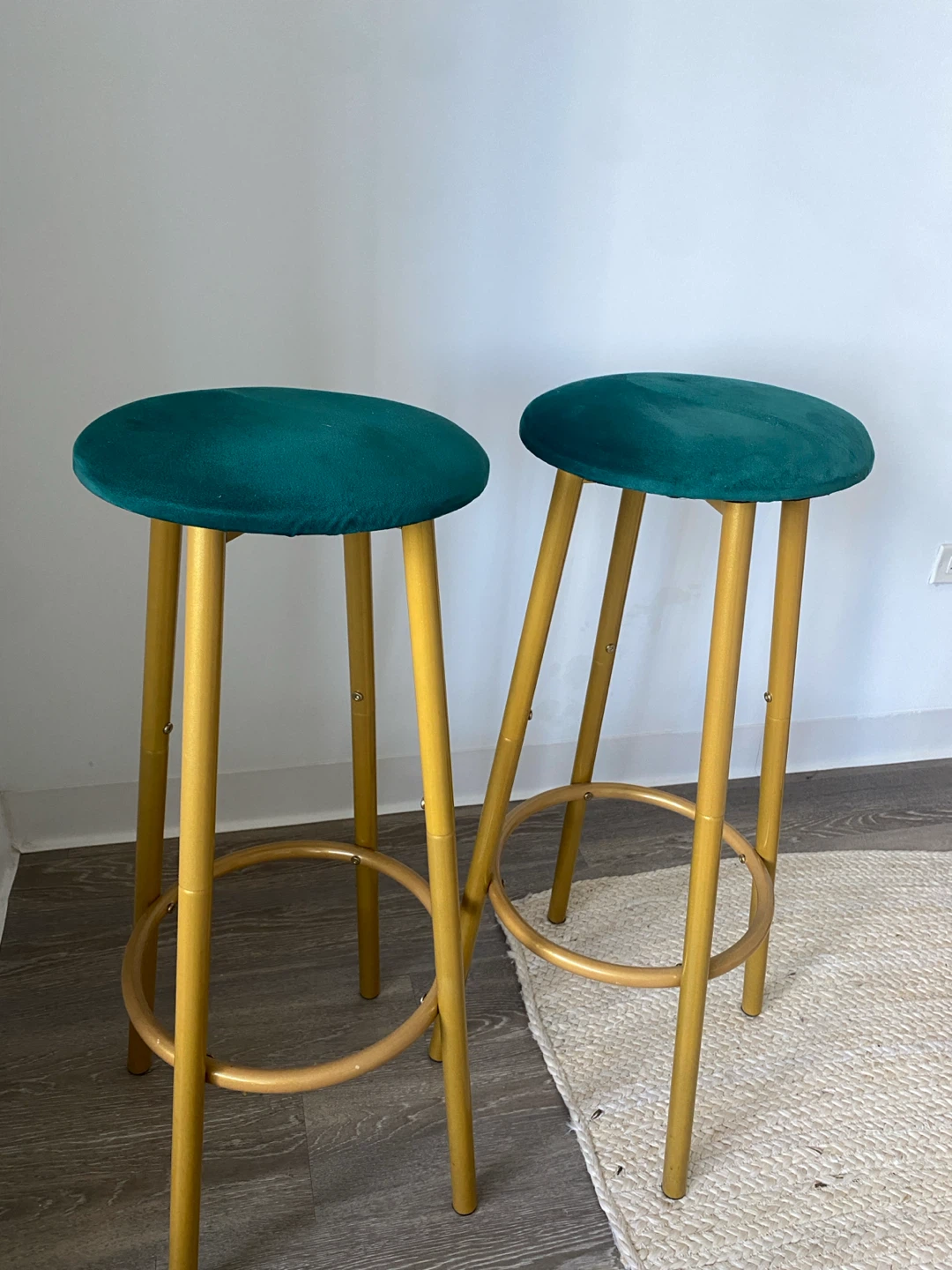 Set of 2 Velvet Bar Stools