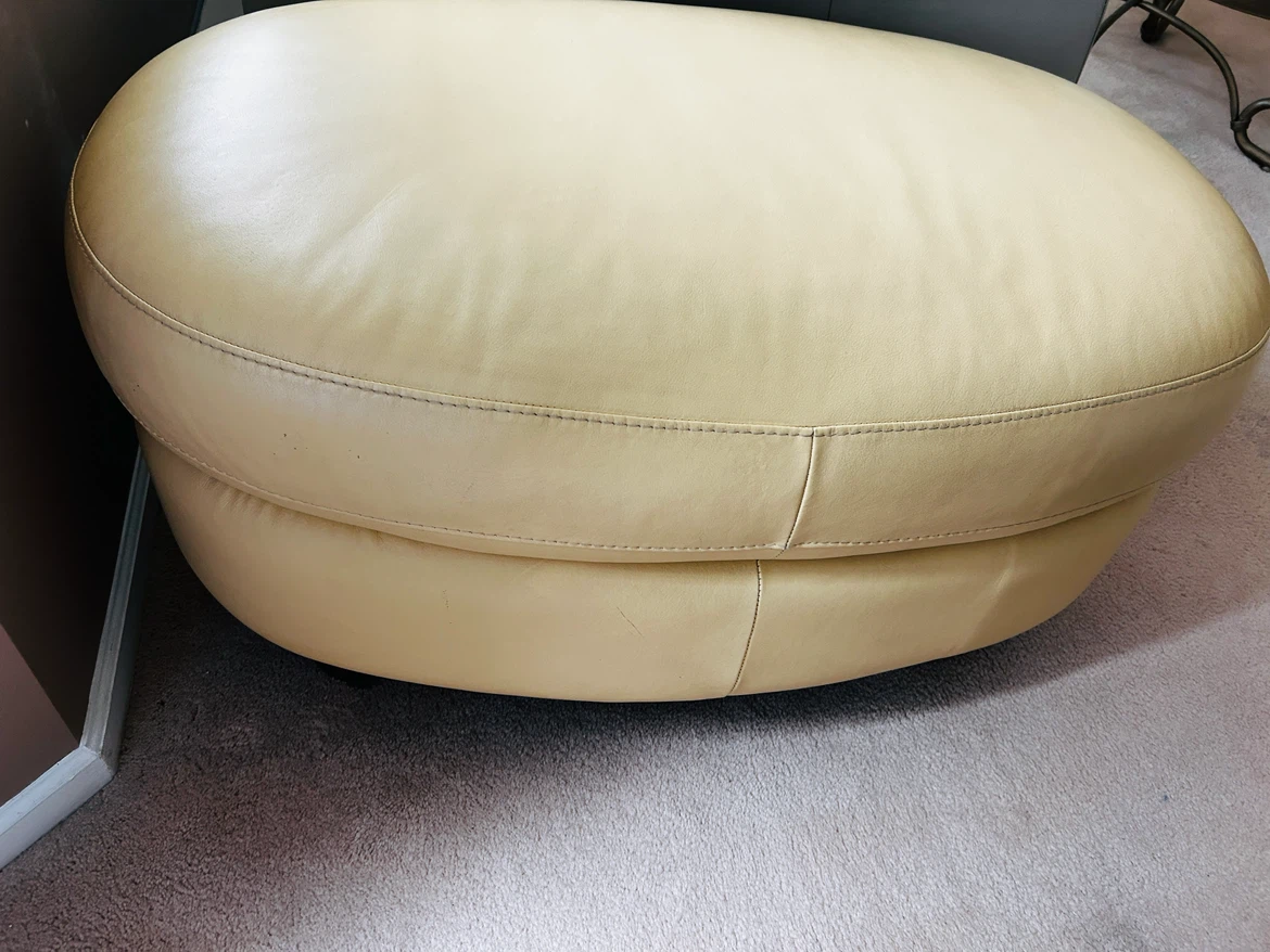 38” All-Leather Ottoman Pouff Coffee Table