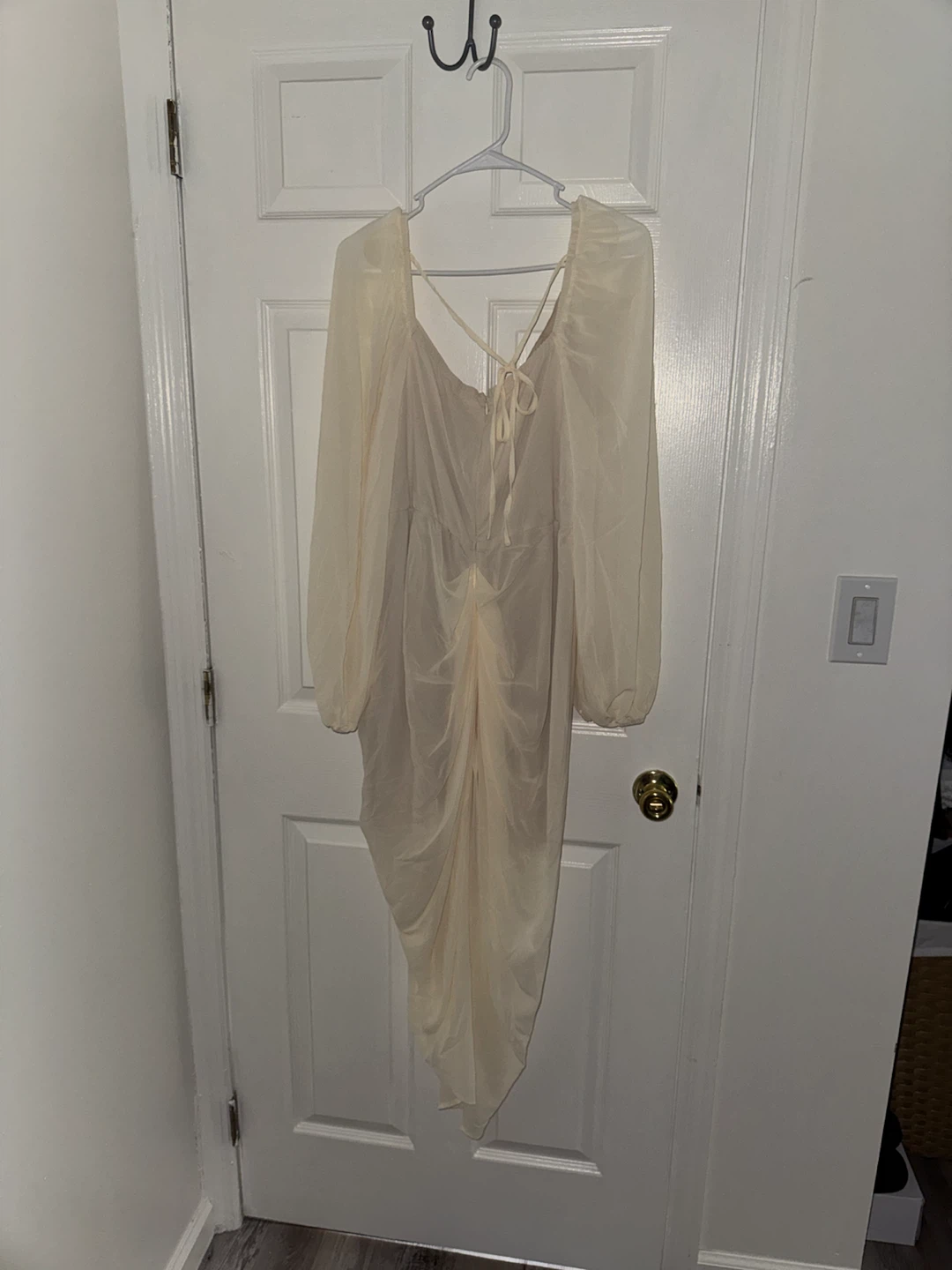 Sheer Sleeve Ruched Midi Dress - photo 2