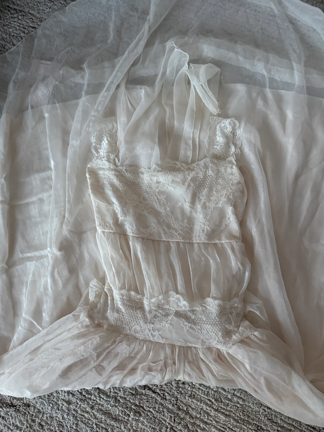 White Lace Trim Maxi Vacation Dress Size S - photo 5