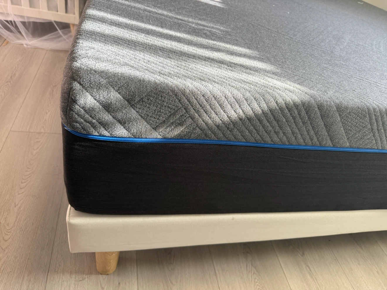 Free- King Size Mattress with White Headboard Bed Frame - photo 2