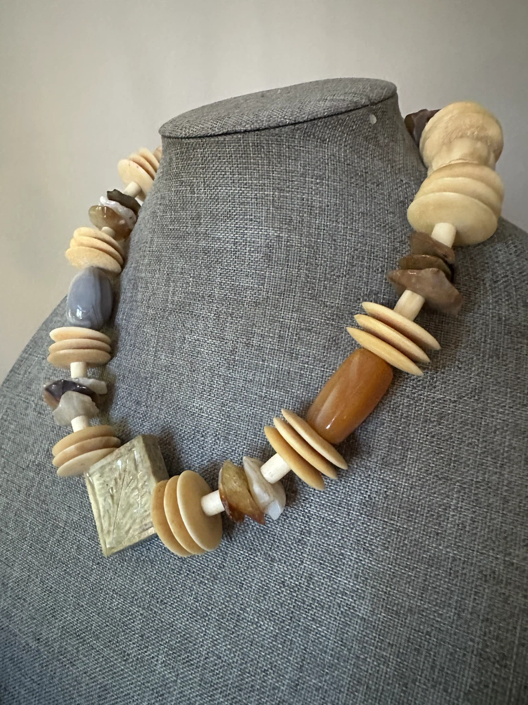 Unique Beaded Necklace with Natural Stones and Wood - photo 4