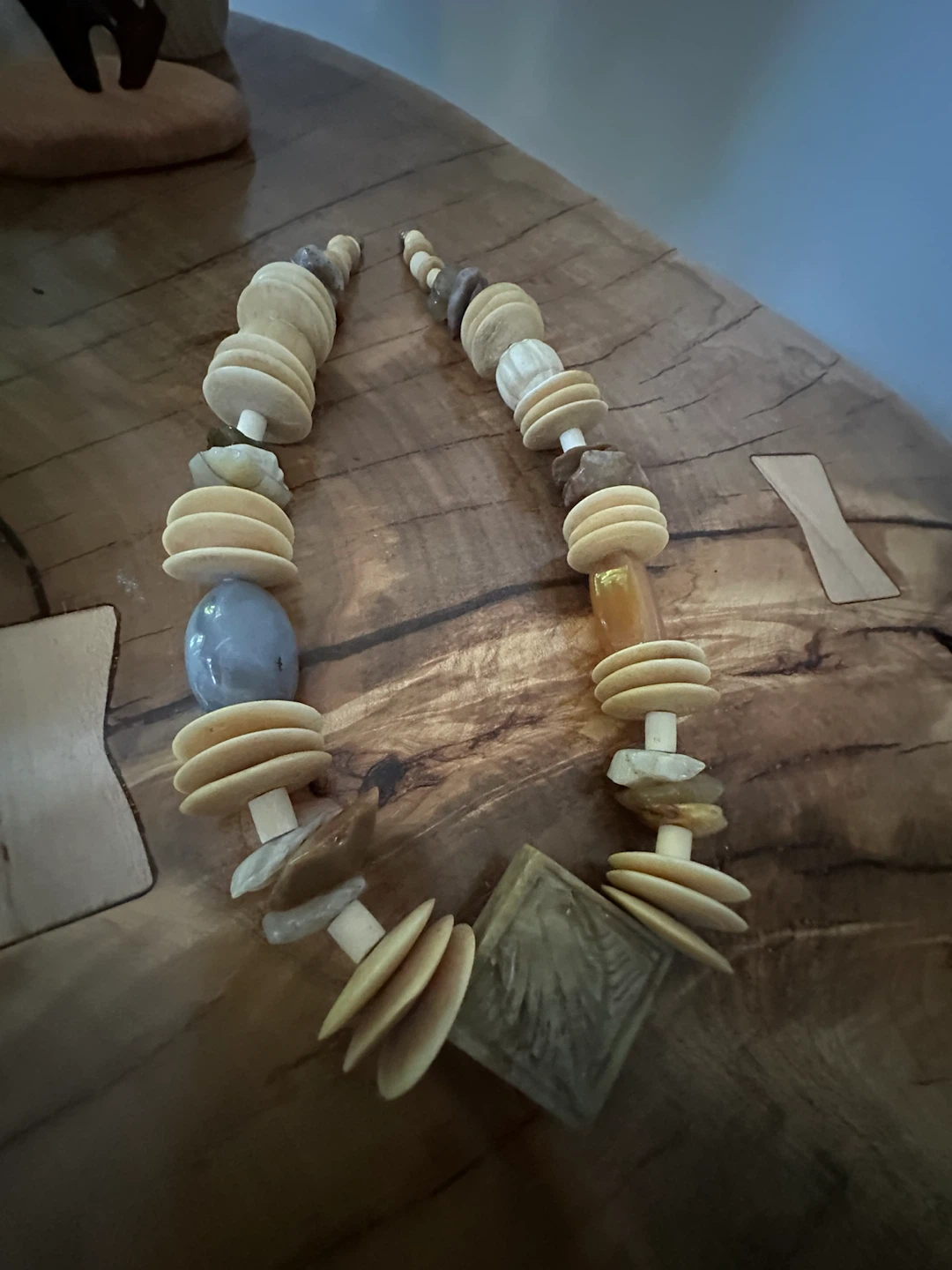 Unique Beaded Necklace with Natural Stones and Wood - photo 5