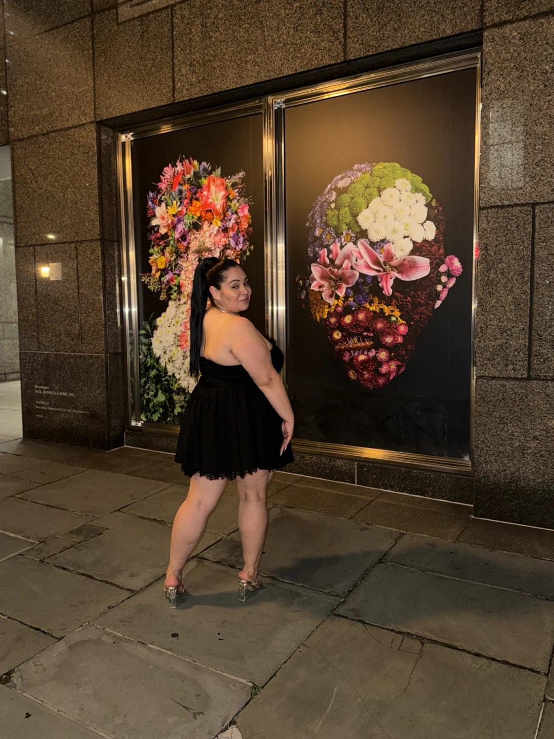 Black Strapless Flounce Dress with Lace Trim - photo 3