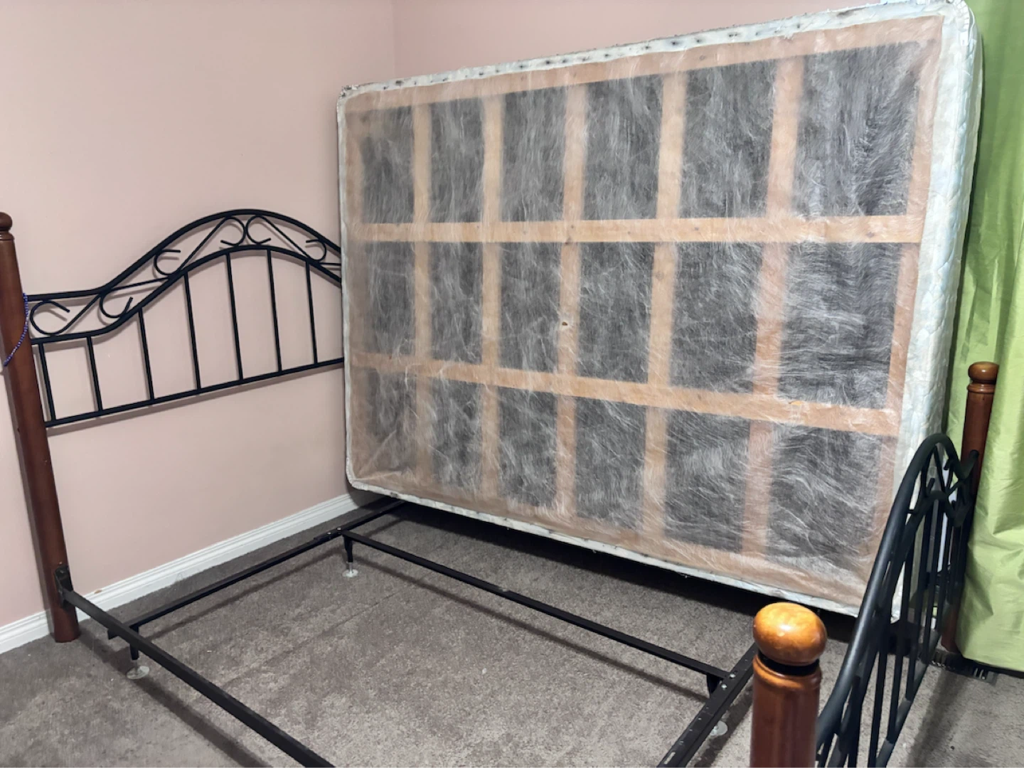 Metal and Wood Bed Frame with Box Spring - photo 2
