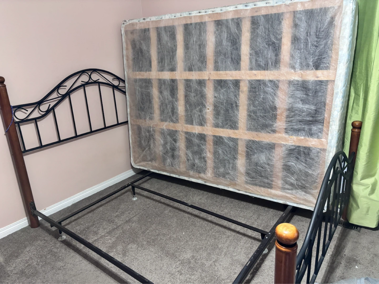 Metal and Wood Bed Frame with Box Spring