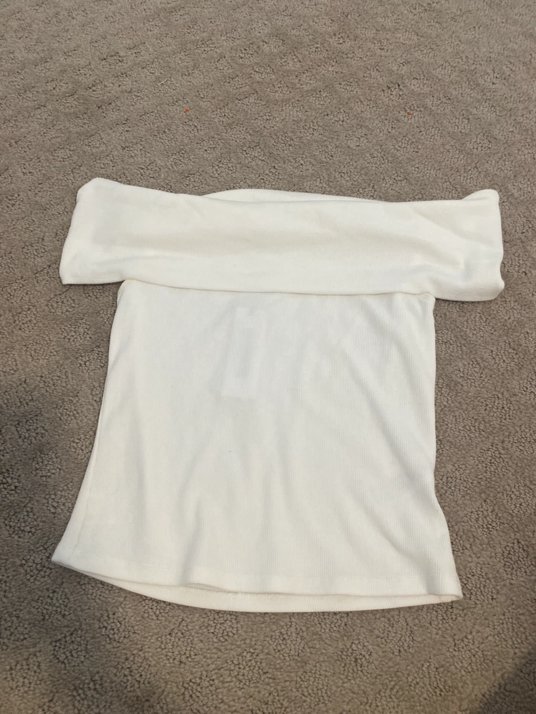 Garage Off Shoulder Rib Top - White