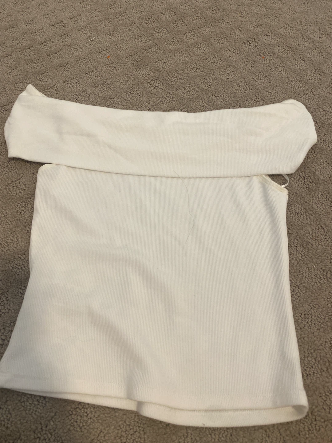 Garage Off Shoulder Rib Top - White - photo 3