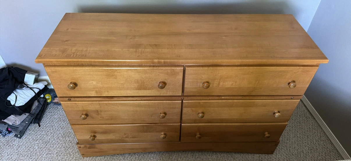 Wooden 6-Drawer Dresser mirror and end table - photo 3