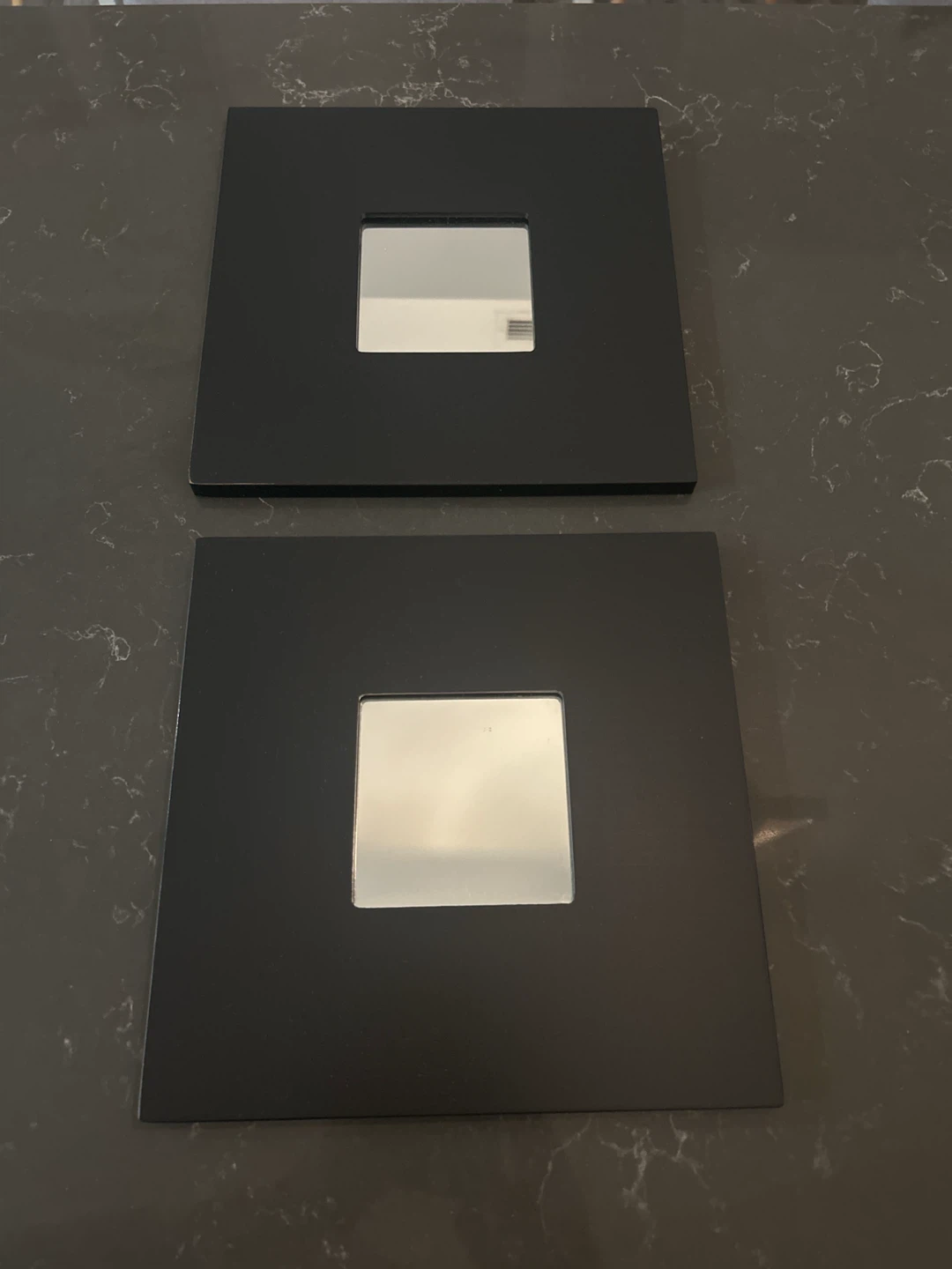 Square Black Coasters with Mirror Insert (Set of 2)