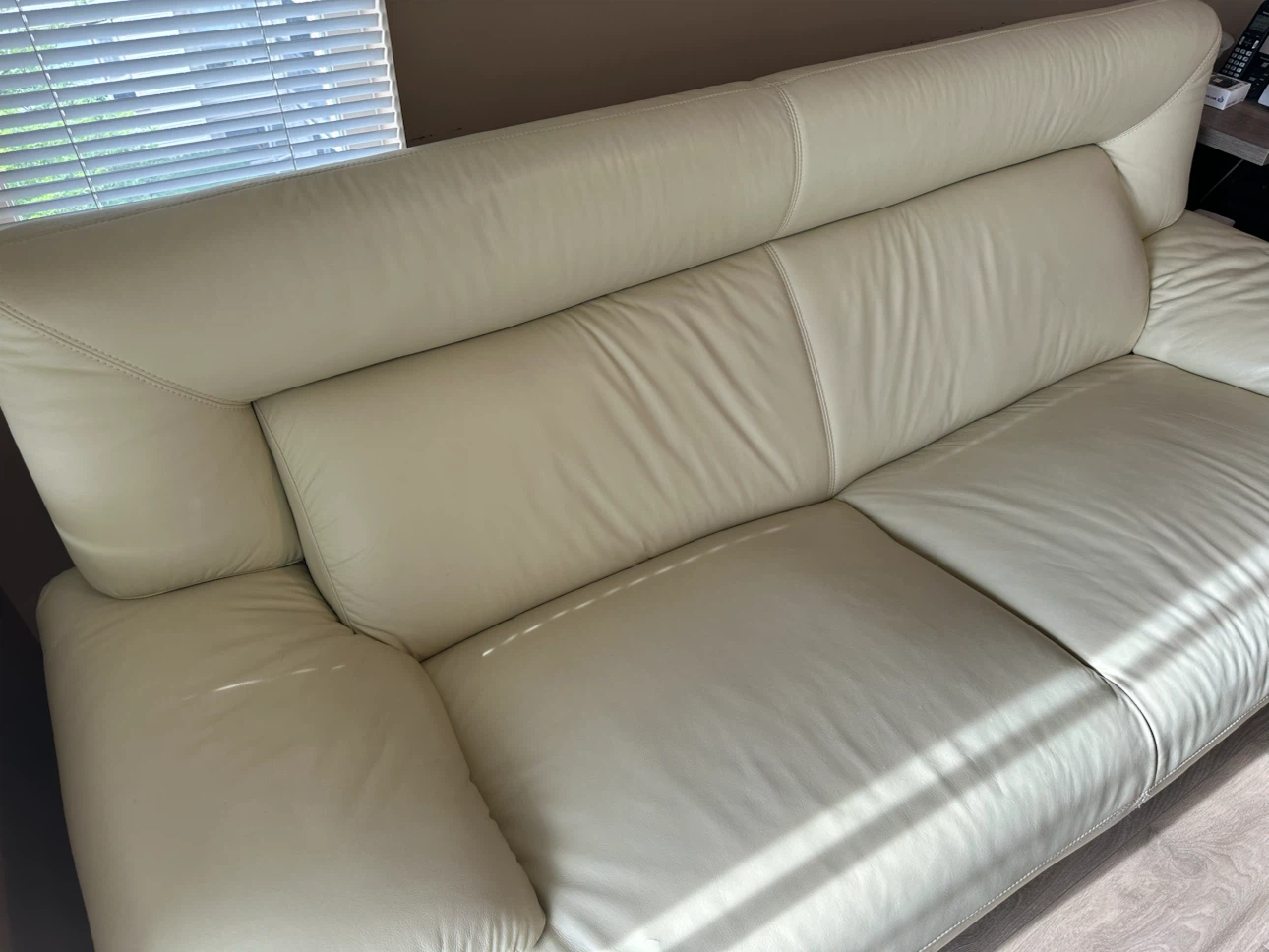Cream Genuine Leather Sofa 2 piece Set - photo 2