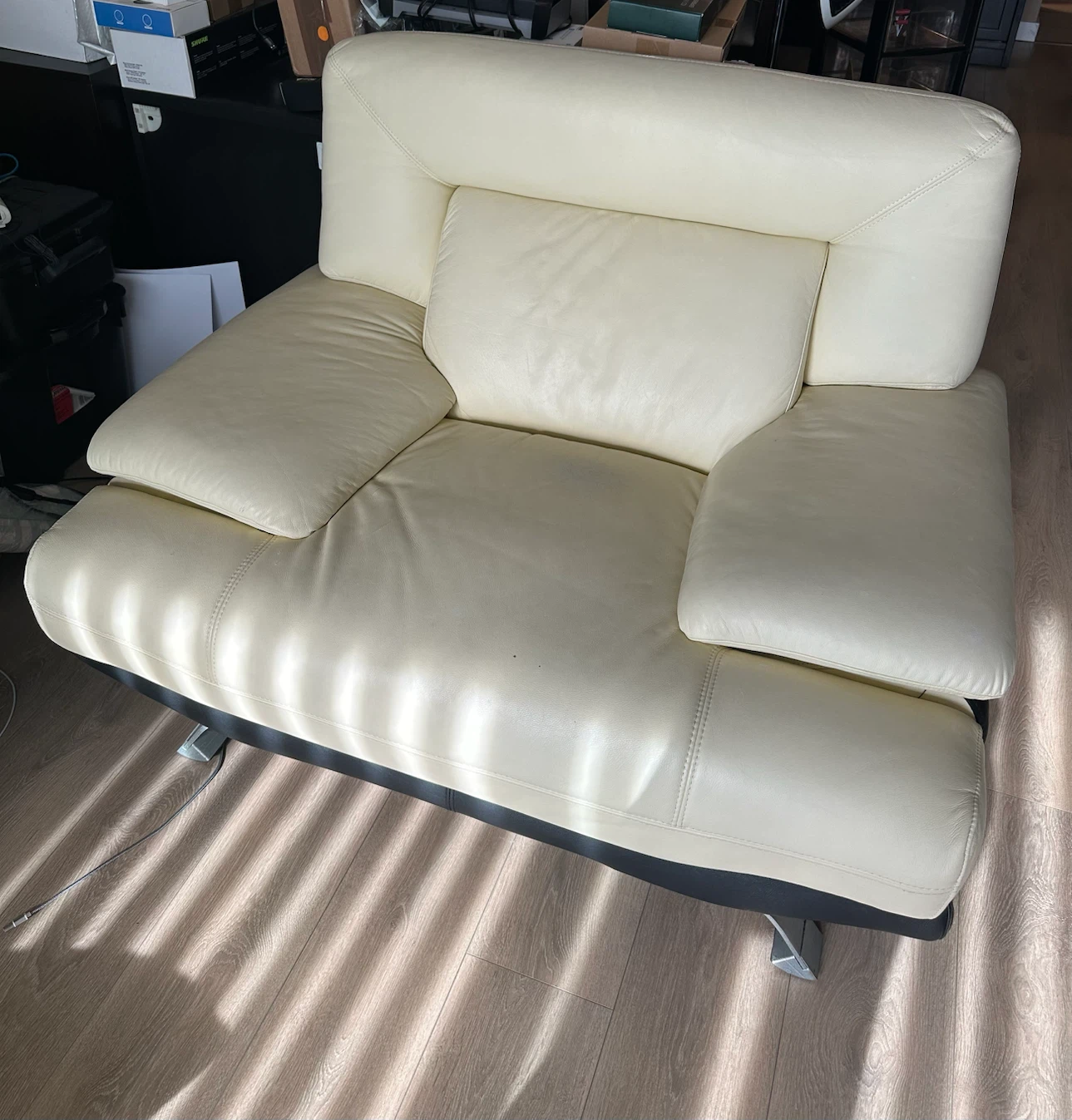 Cream Genuine Leather Sofa 2 piece Set - photo 3