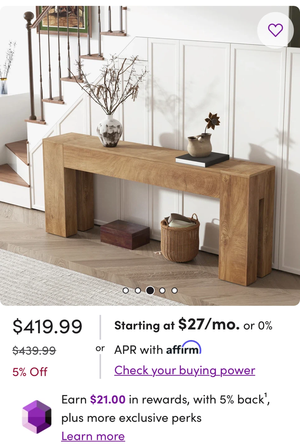 Extra Long Wood Console/ Entryway Table - photo 3