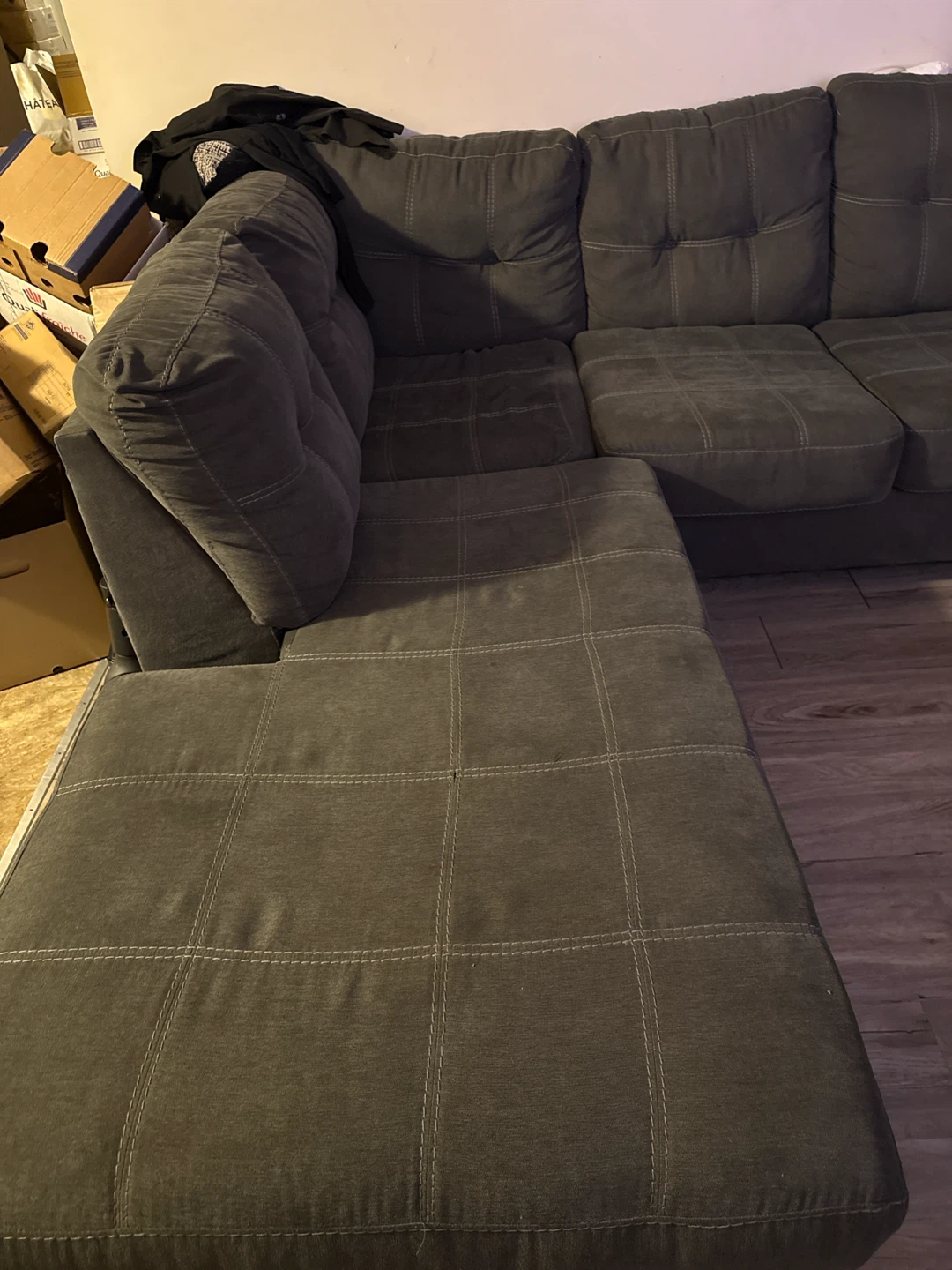 Grey Sectional Sofa with Chaise - photo 2
