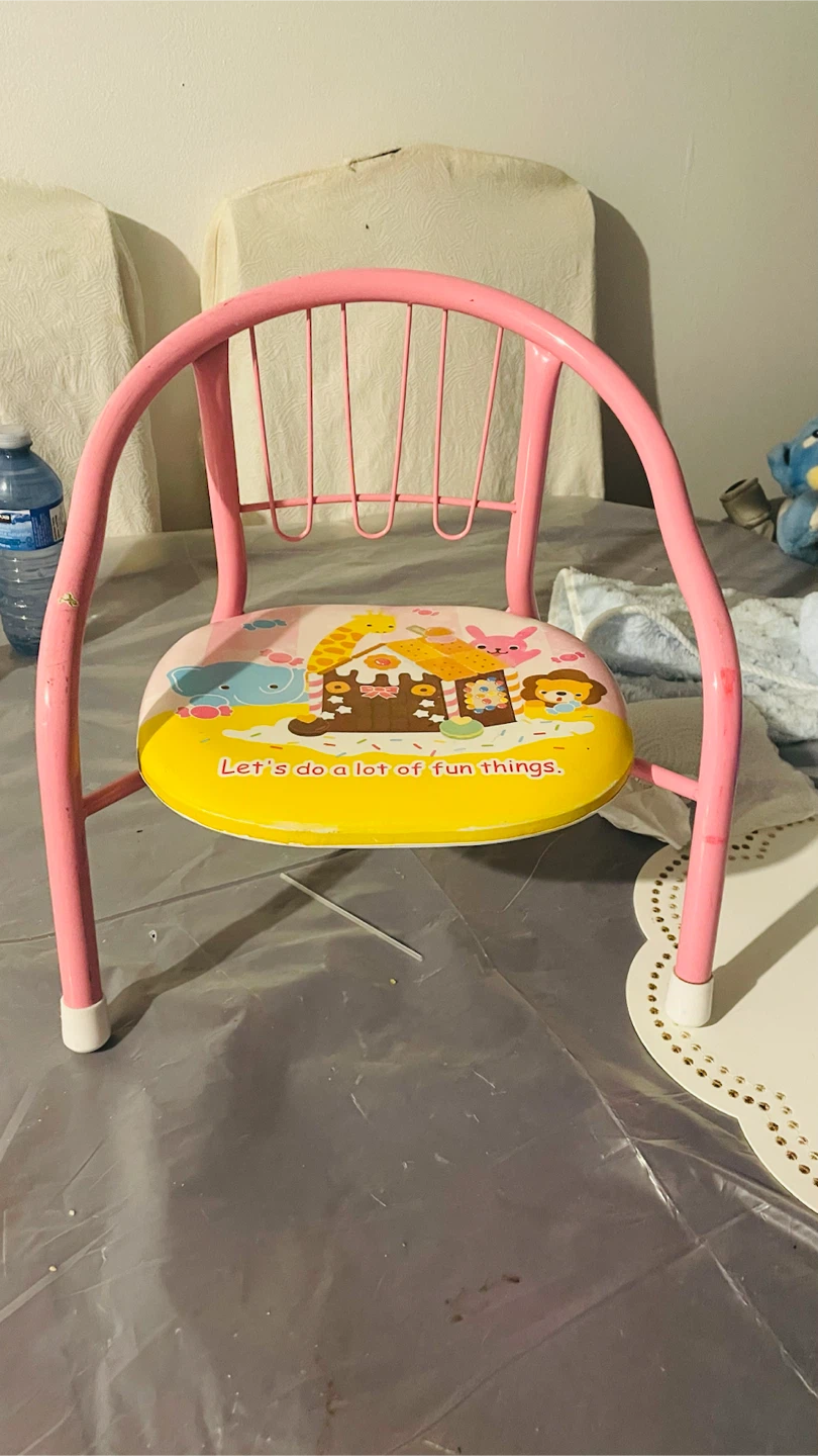 Toddlers size Pink Children's Metal Chair with Animal Design - photo 2