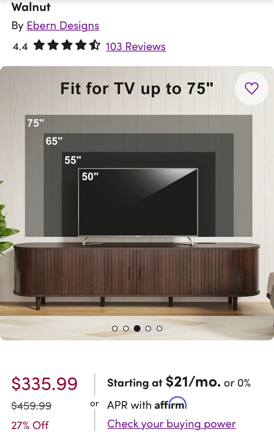 Walnut Tambour Tv Stand Console