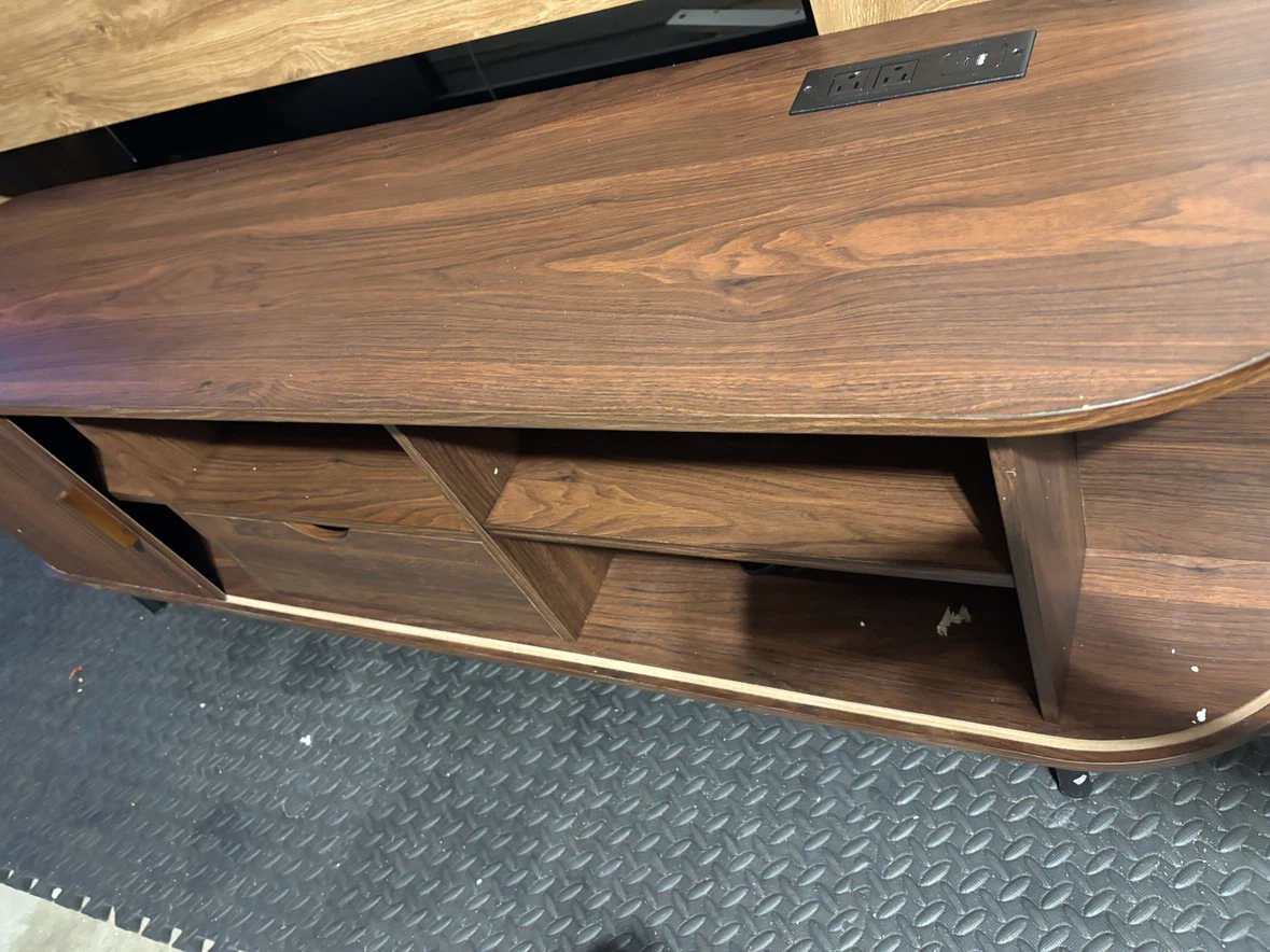 Walnut Tambour Tv Stand Console - photo 5