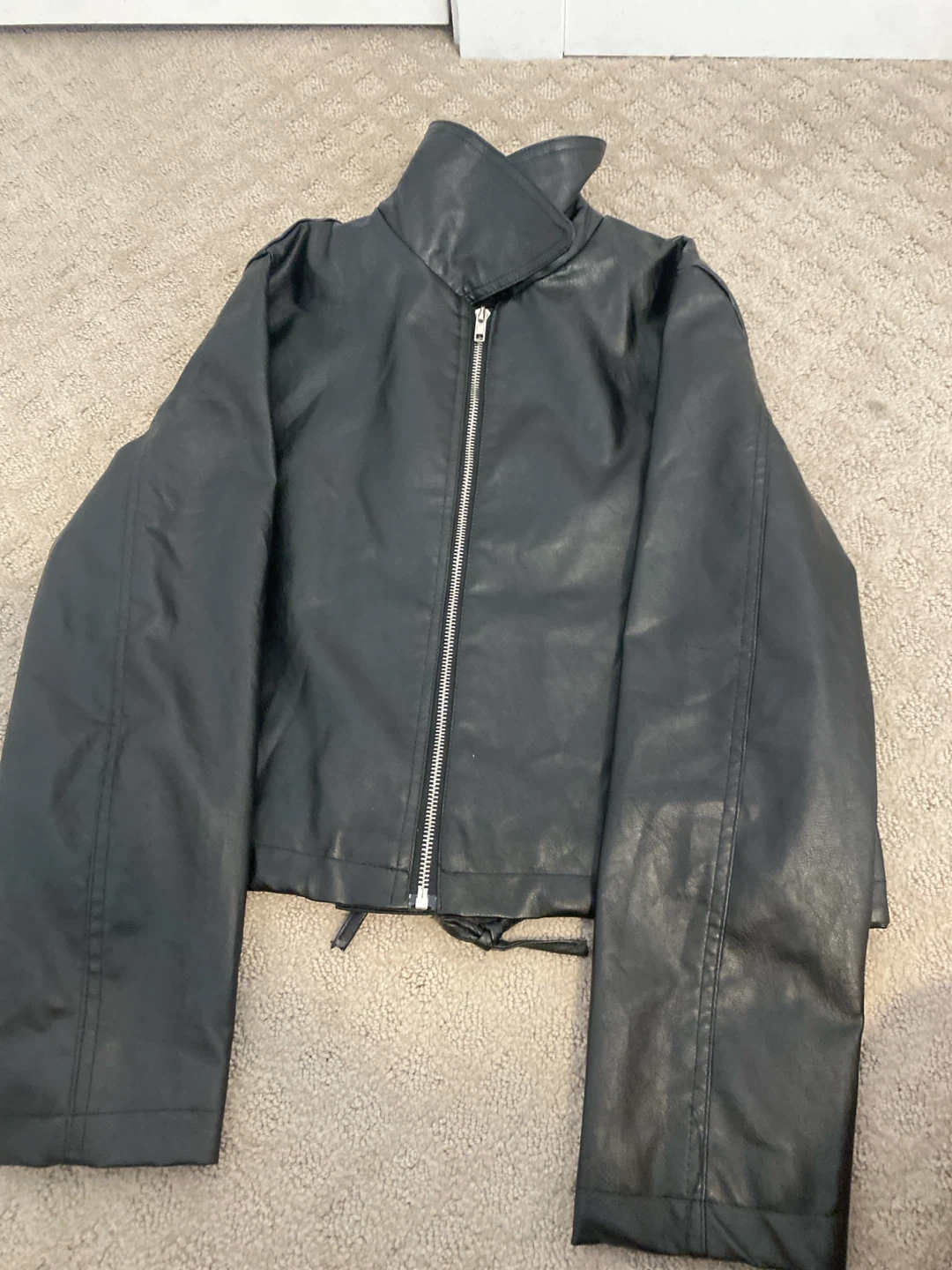 I Love Dodo Black Faux Leather Jacket