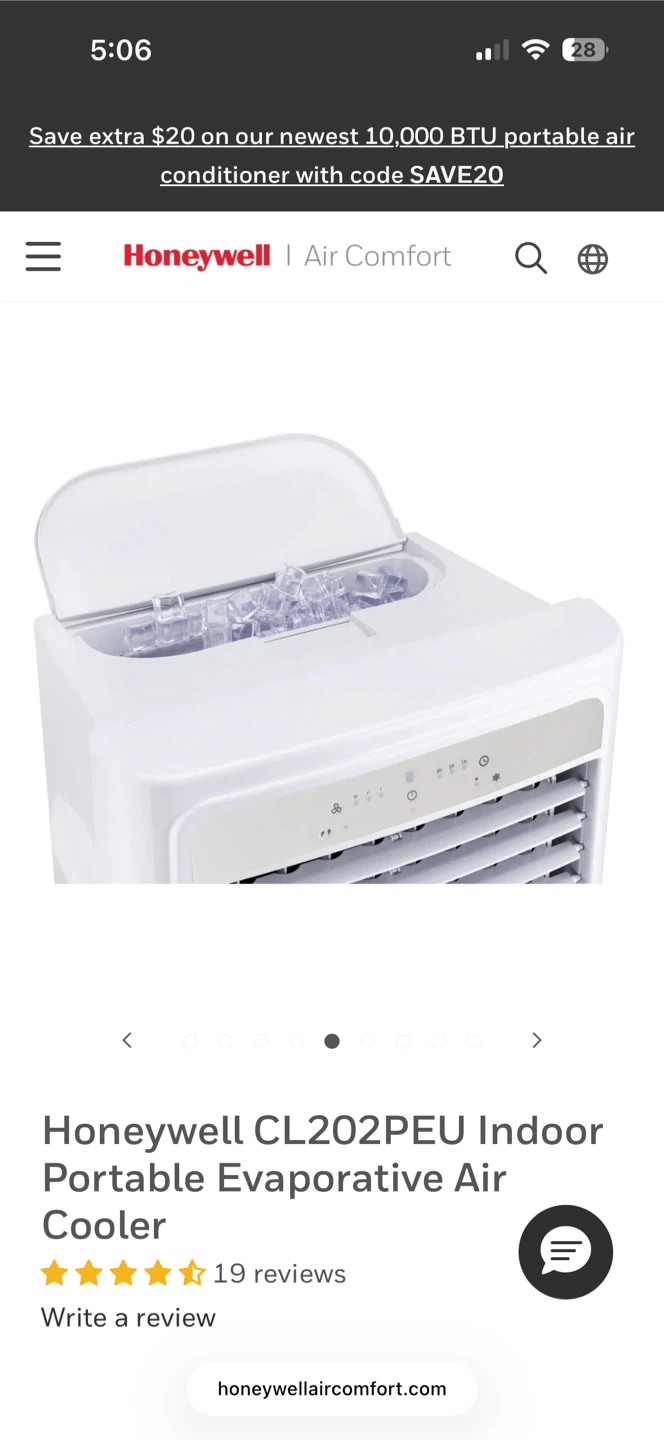Honeywell CL202PEU Indoor Portable Evaporative Air Cooler - photo 3