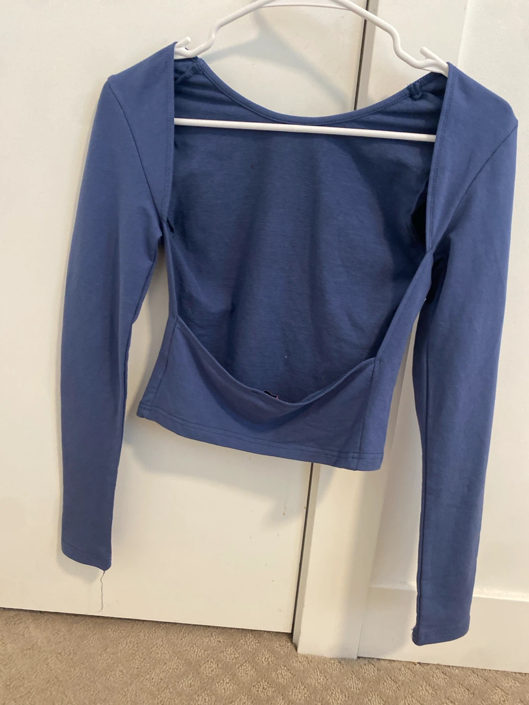 Edikted Blue Long Sleeve Open Back Top Size S