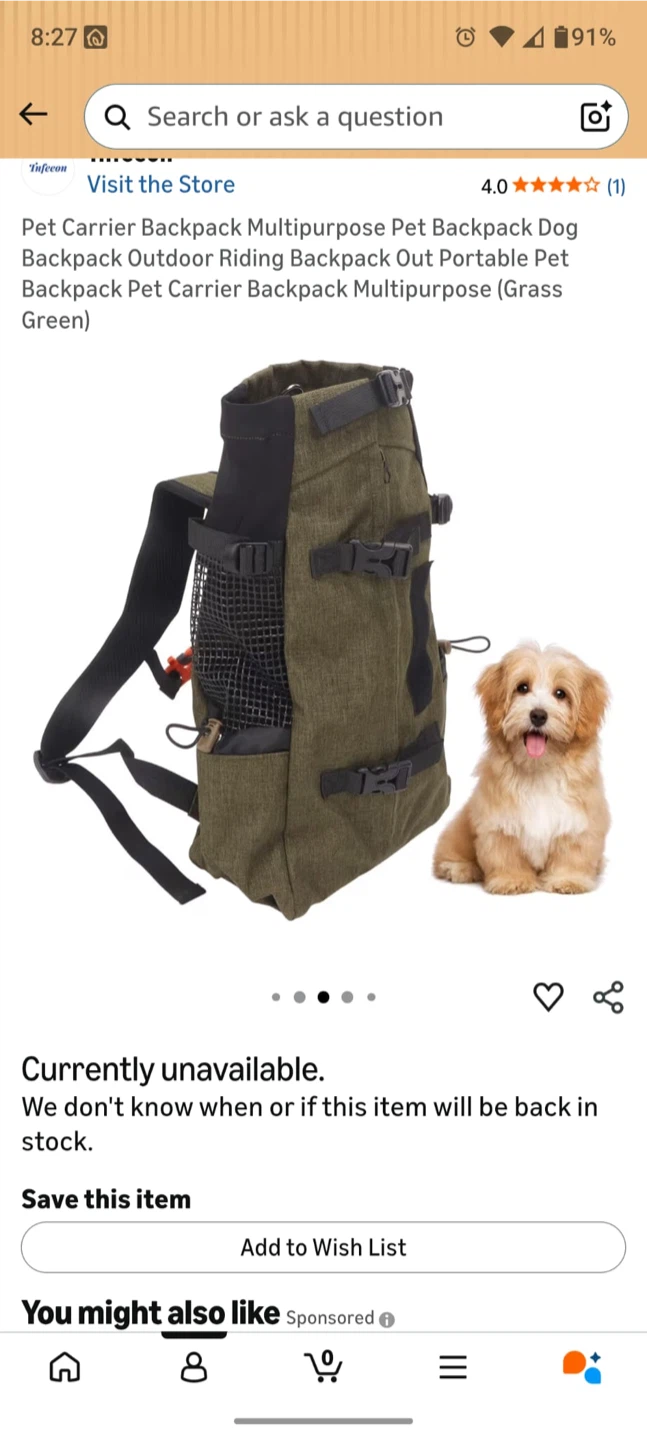 Large Pet Carrier Backpack for Dogs - Green