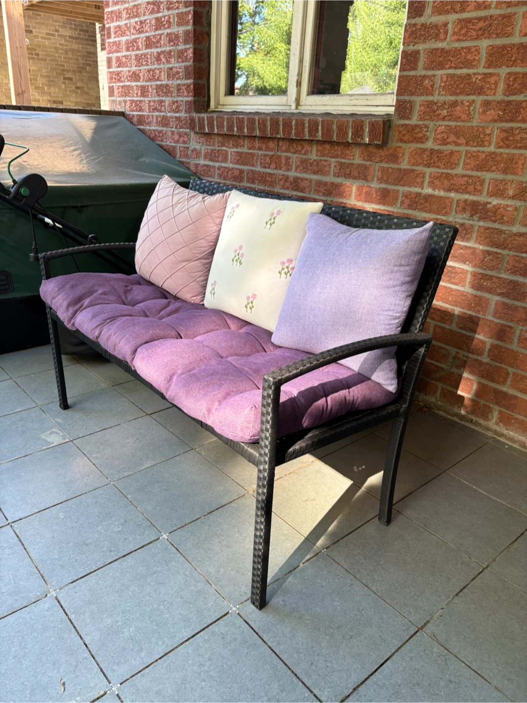 Outdoor Patio Bench Set – Cushion, Pillows & Waterproof Cover - photo 2