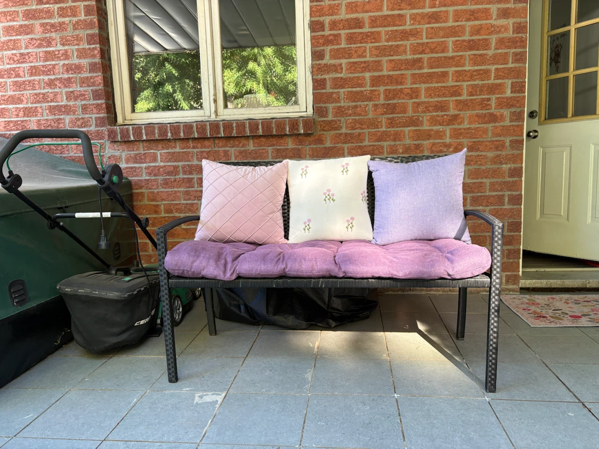 Outdoor Patio Bench Set – Cushion, Pillows & Waterproof Cover - photo 3