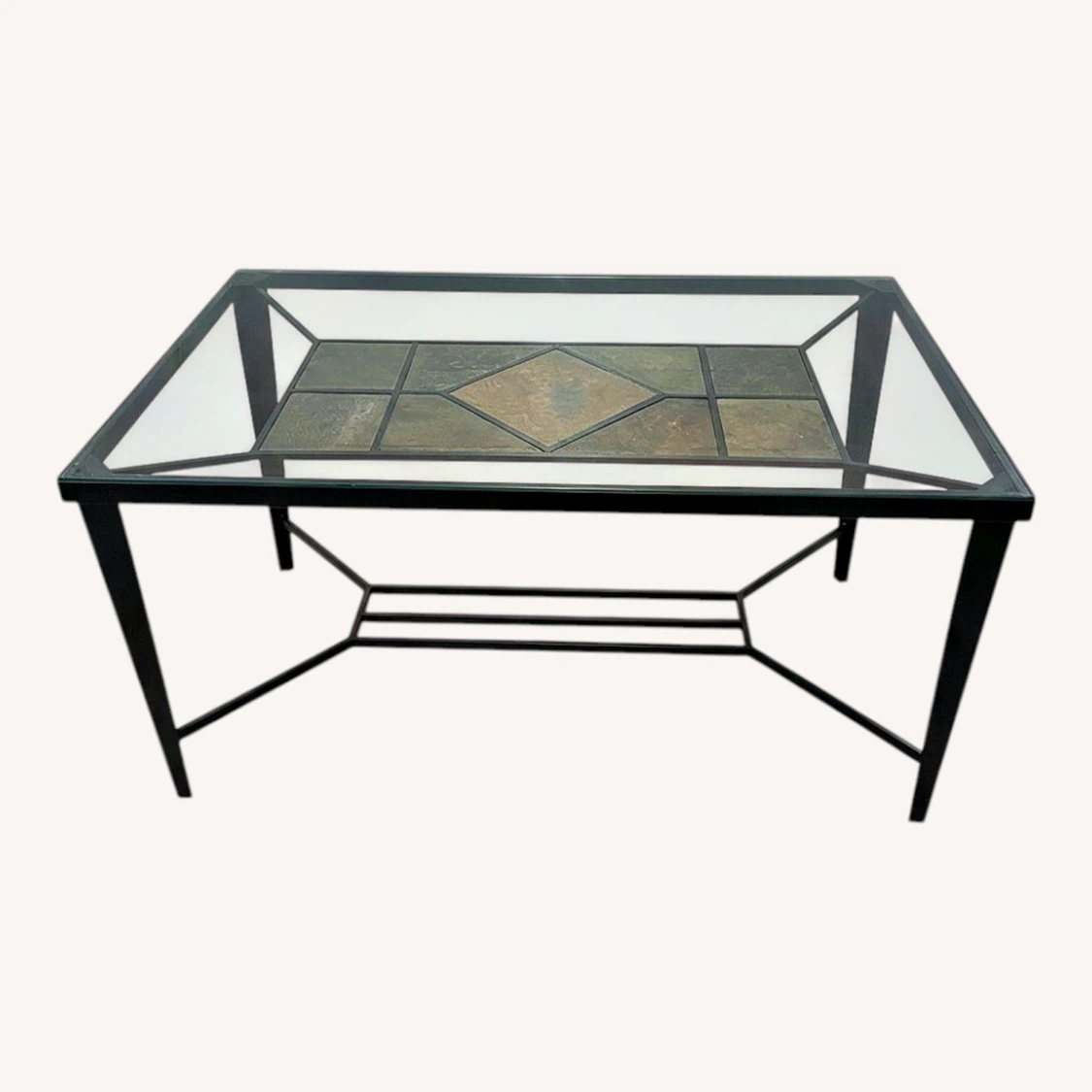 Glass top table with (6) decorative chairs