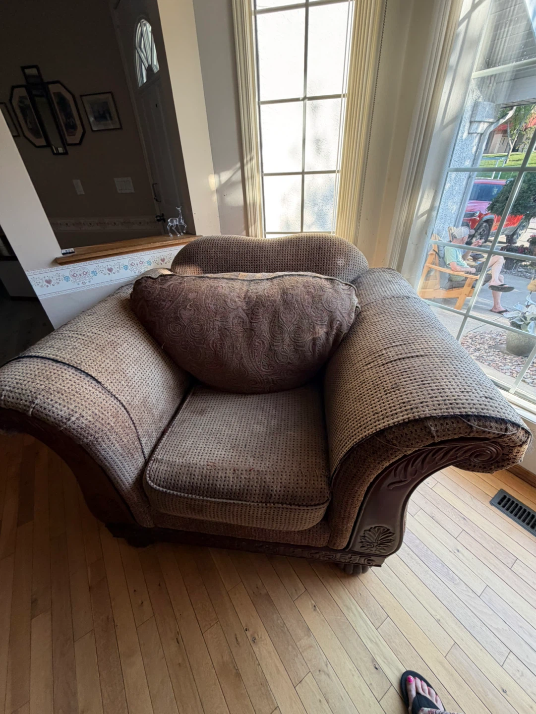 Brown Loveseat Sofa with Accent Pillows - photo 3