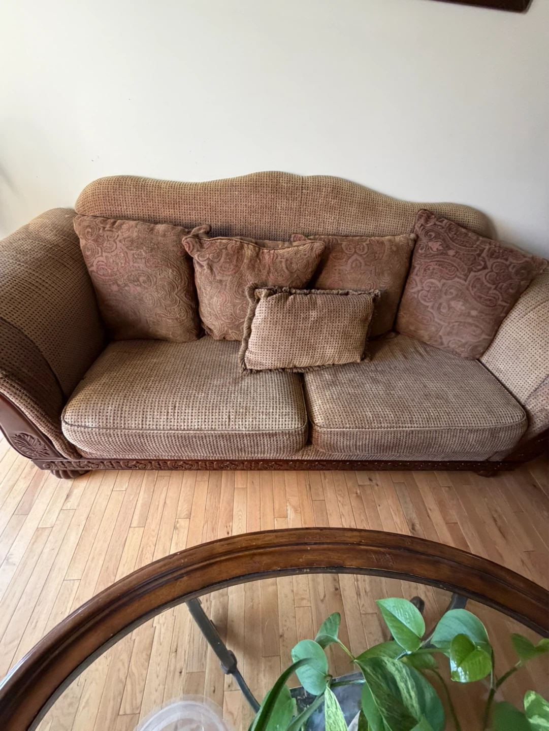 Brown Loveseat Sofa with Accent Pillows - photo 2
