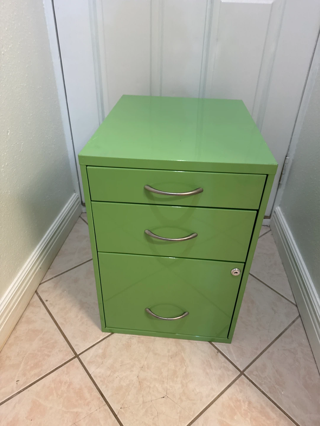 Green Metal 3 Drawer Filing Cabinet