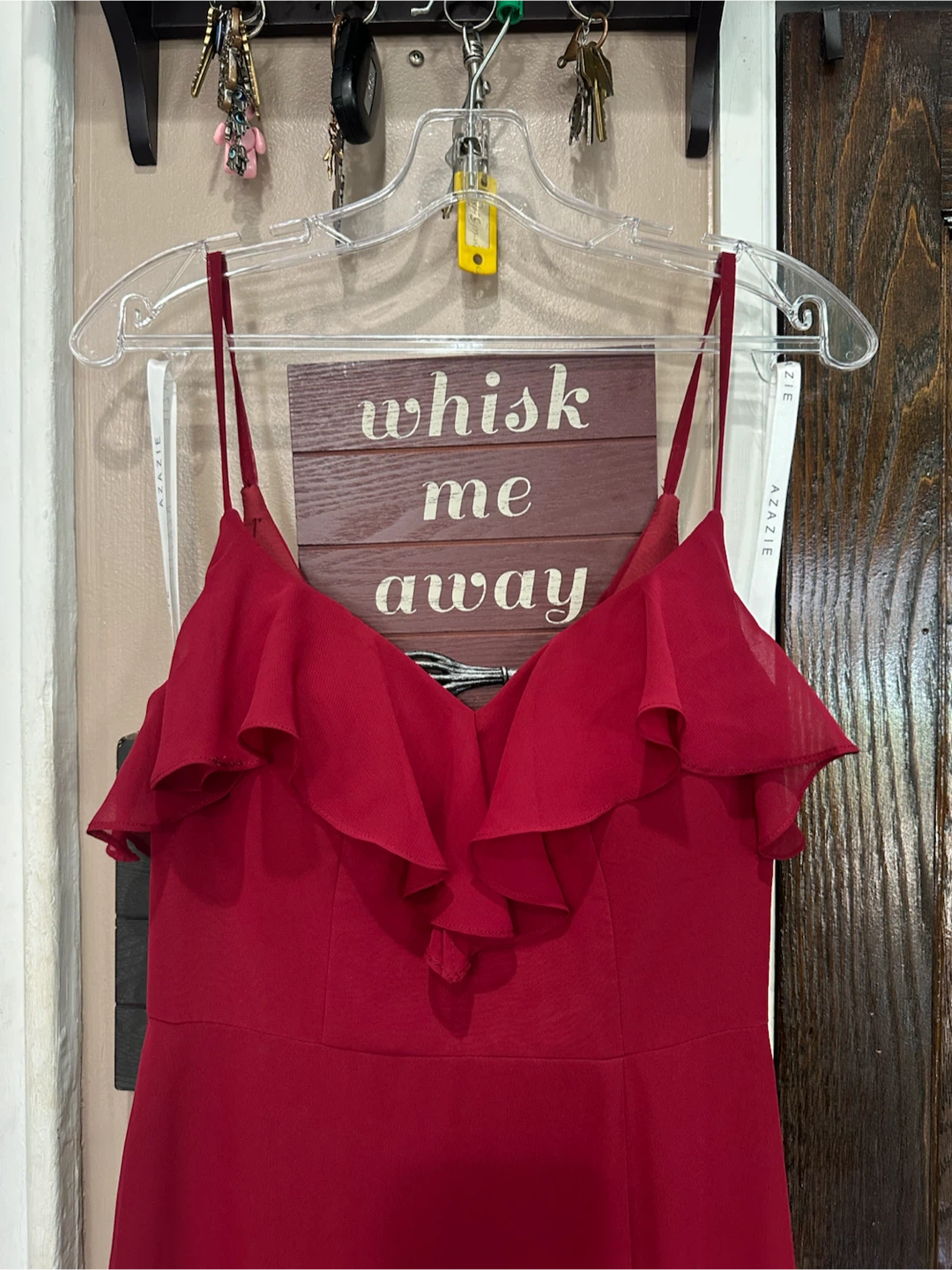 Azazie Natalia Burgundy A-Line Chiffon Dress - photo 2