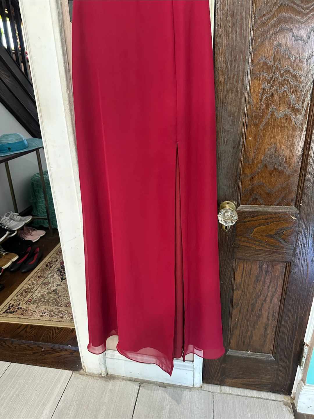 Azazie Natalia Burgundy A-Line Chiffon Dress - photo 3
