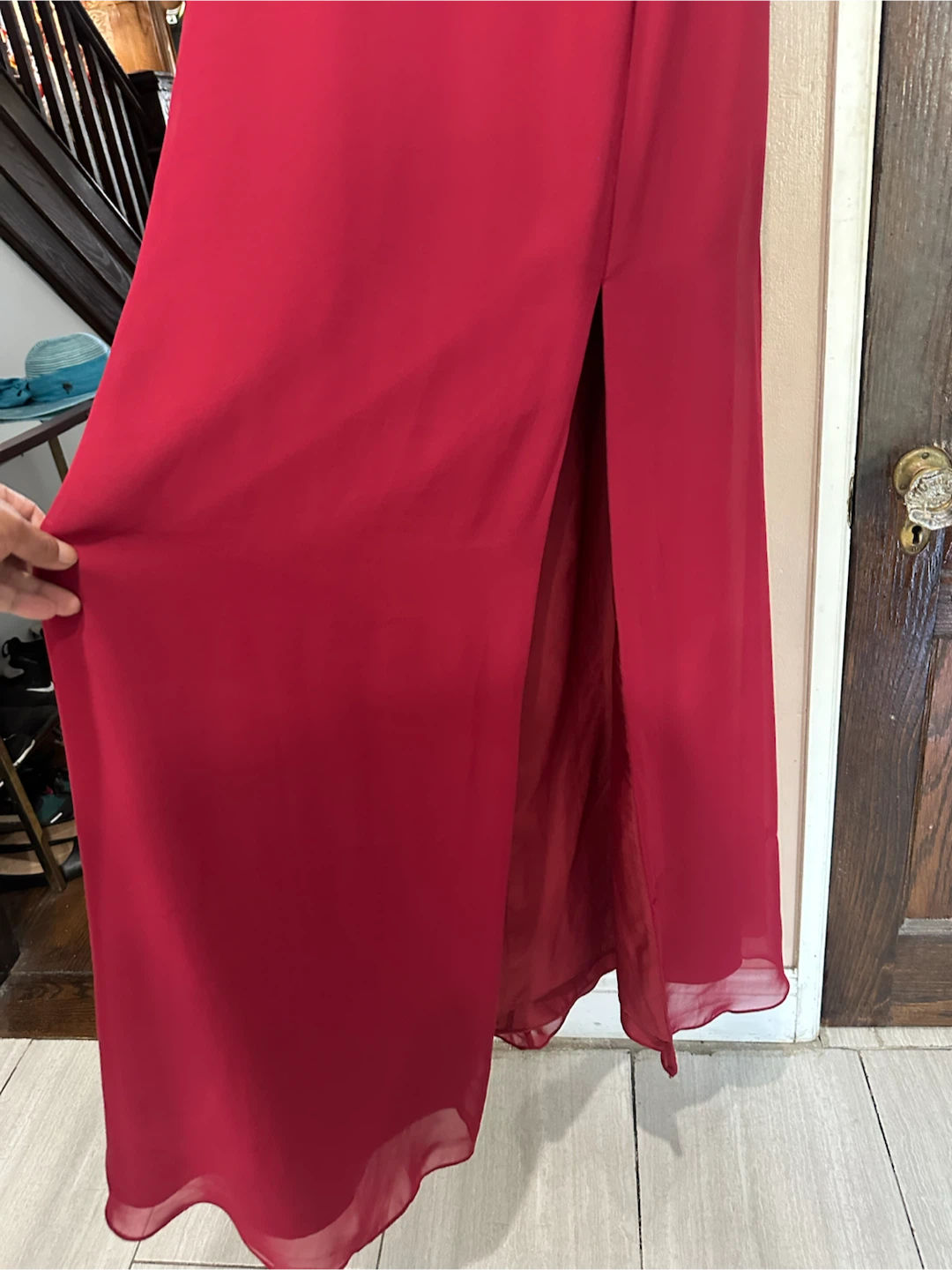 Azazie Natalia Burgundy A-Line Chiffon Dress - photo 4
