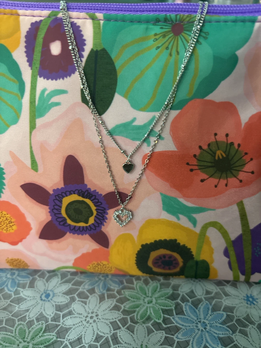 925 Silver layered necklace heart pendant - photo 2