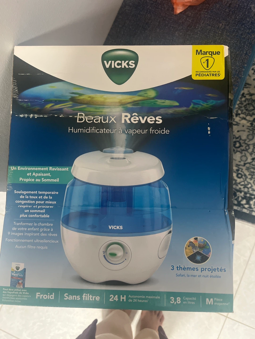 Vicks VapoPads "Beaux Rêves" Cool Mist Humidifier with Projector