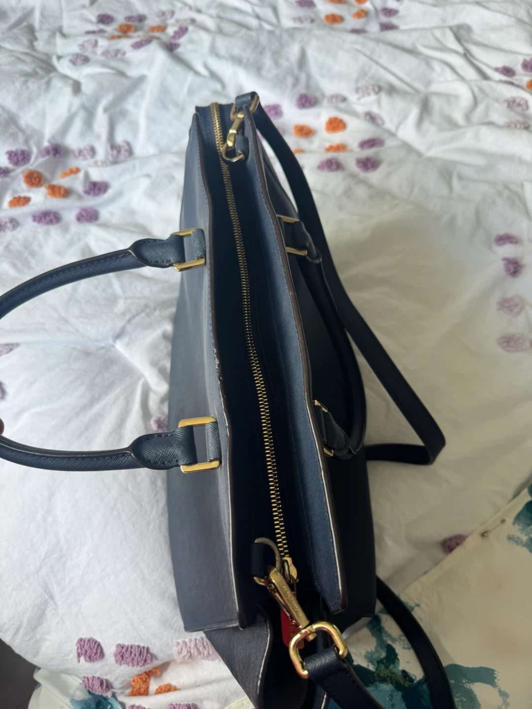 Michael Kors Navy Leather Satchel