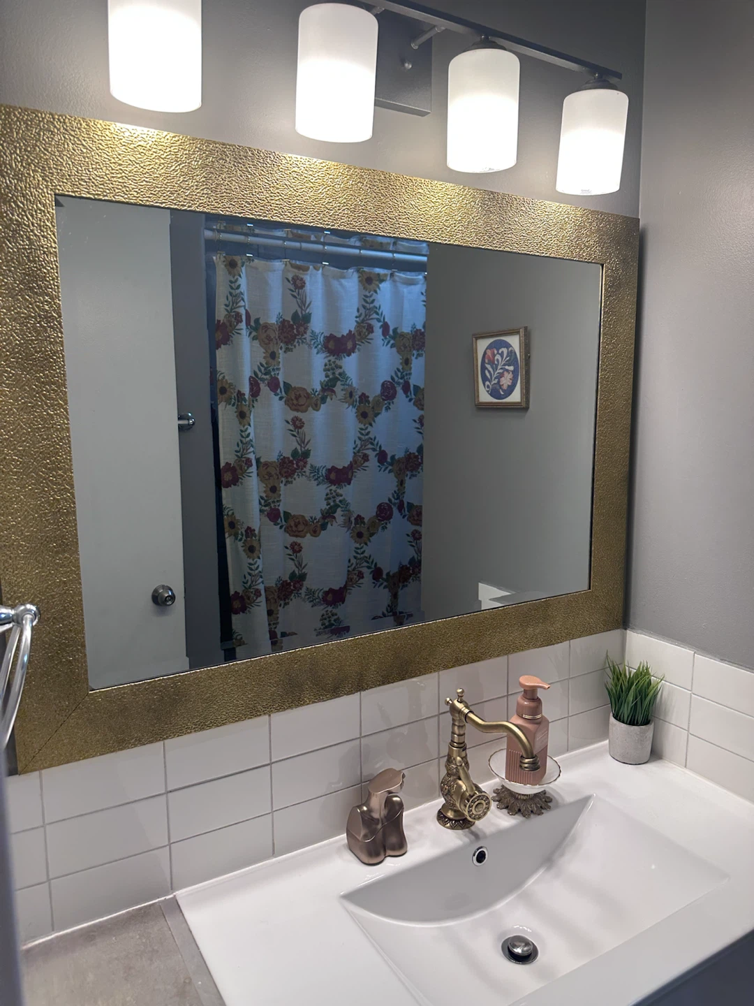 Decorative Mirror with Gold Frame Antiqued Finish