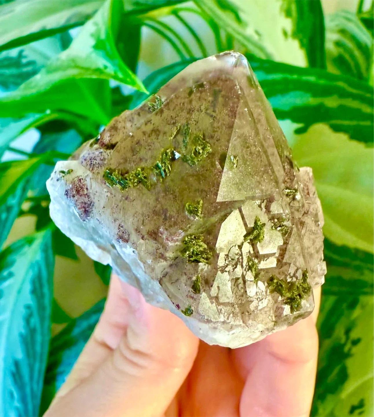 Garden Green Phantom Quartz Crystal Cluster - photo 2