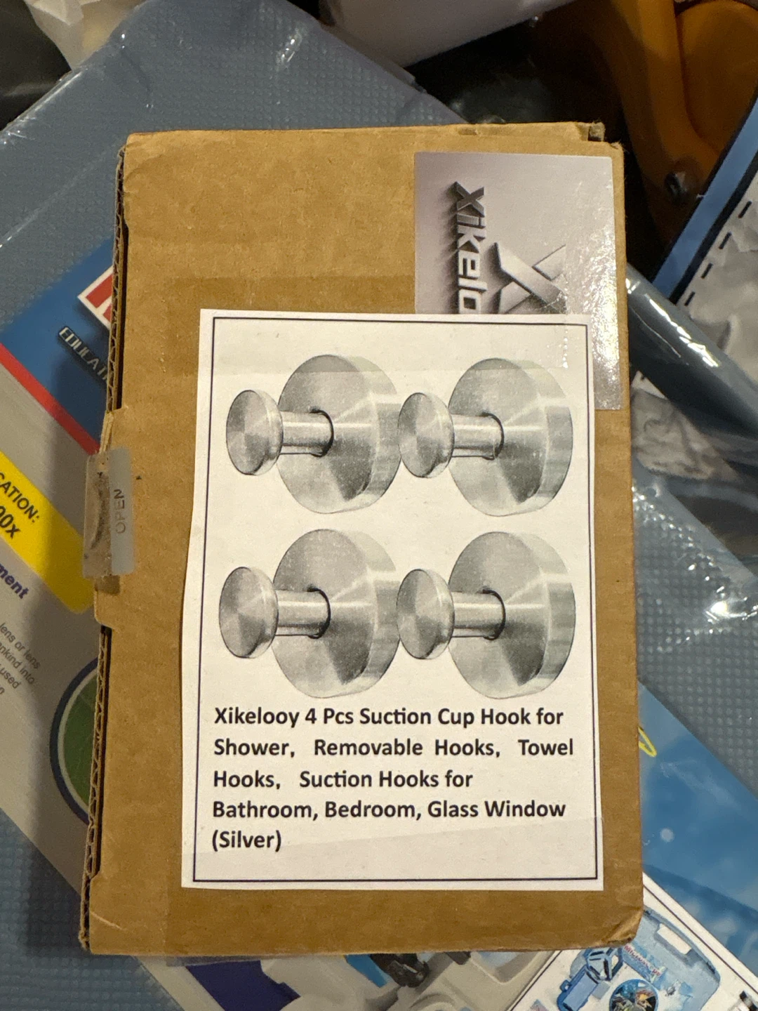 Xikelooy 4 Pcs Silver Suction Cup Hooks