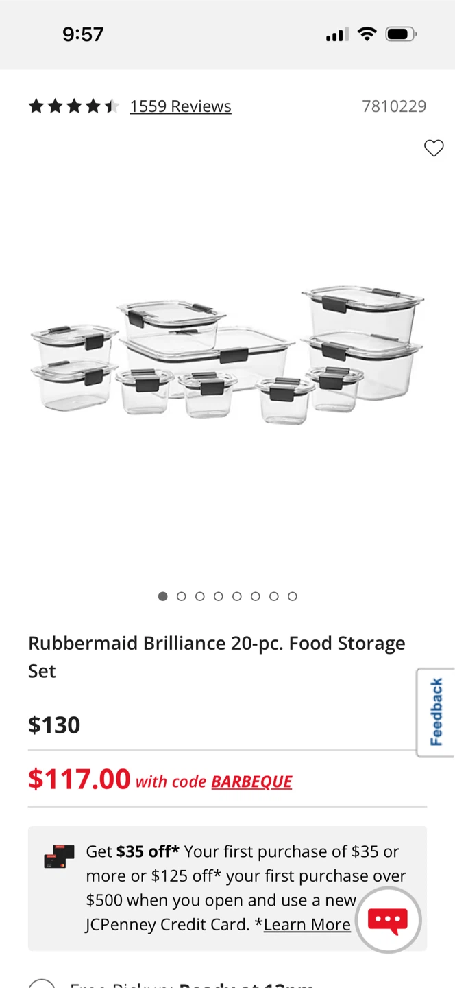 Rubbermaid Brilliance 20-pc. Food Storage Set