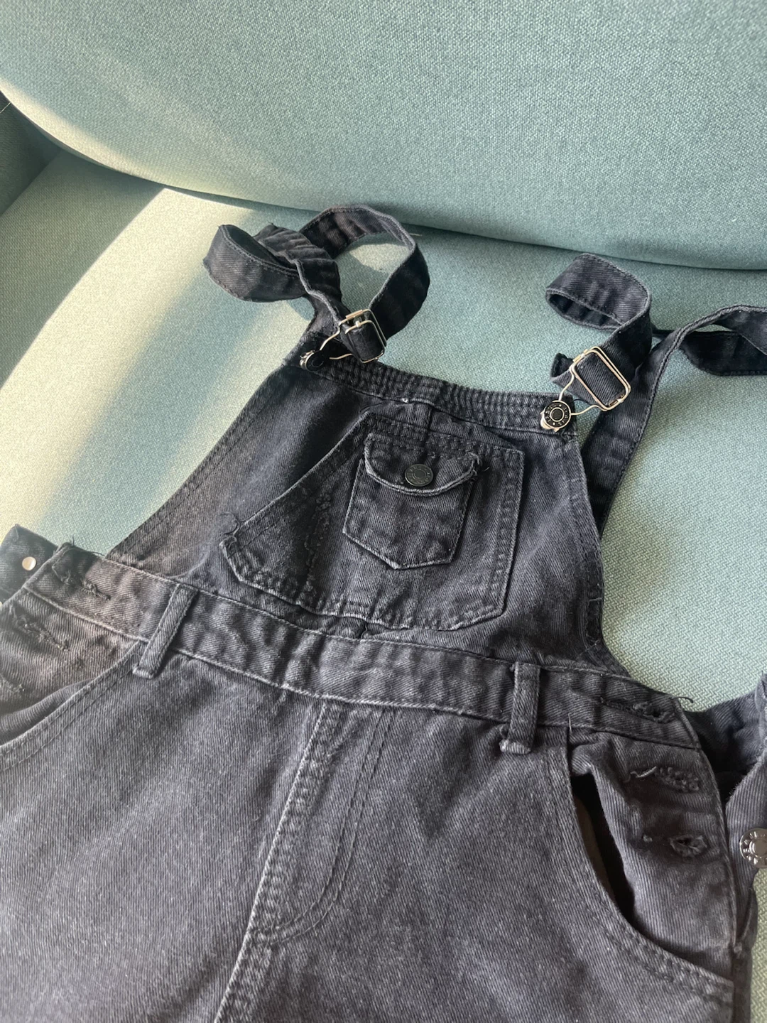 Black Denim Overalls Size S