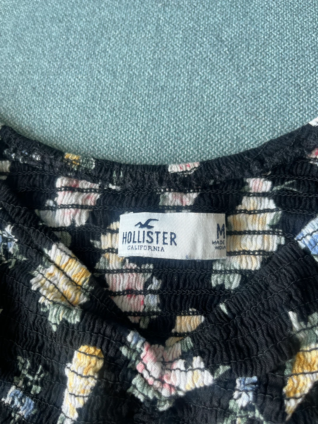Hollister Black Floral Smocked Long Sleeve Top - Size M - photo 3
