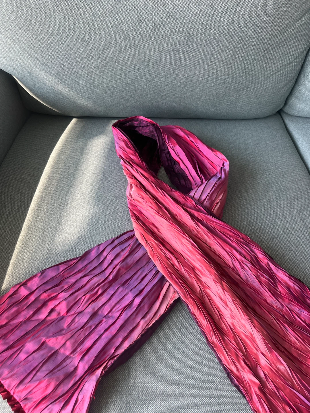 Crinkled Pleated Scarf Pink and Purple