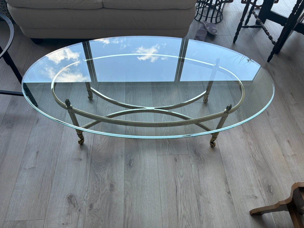 Glass oval coffee table