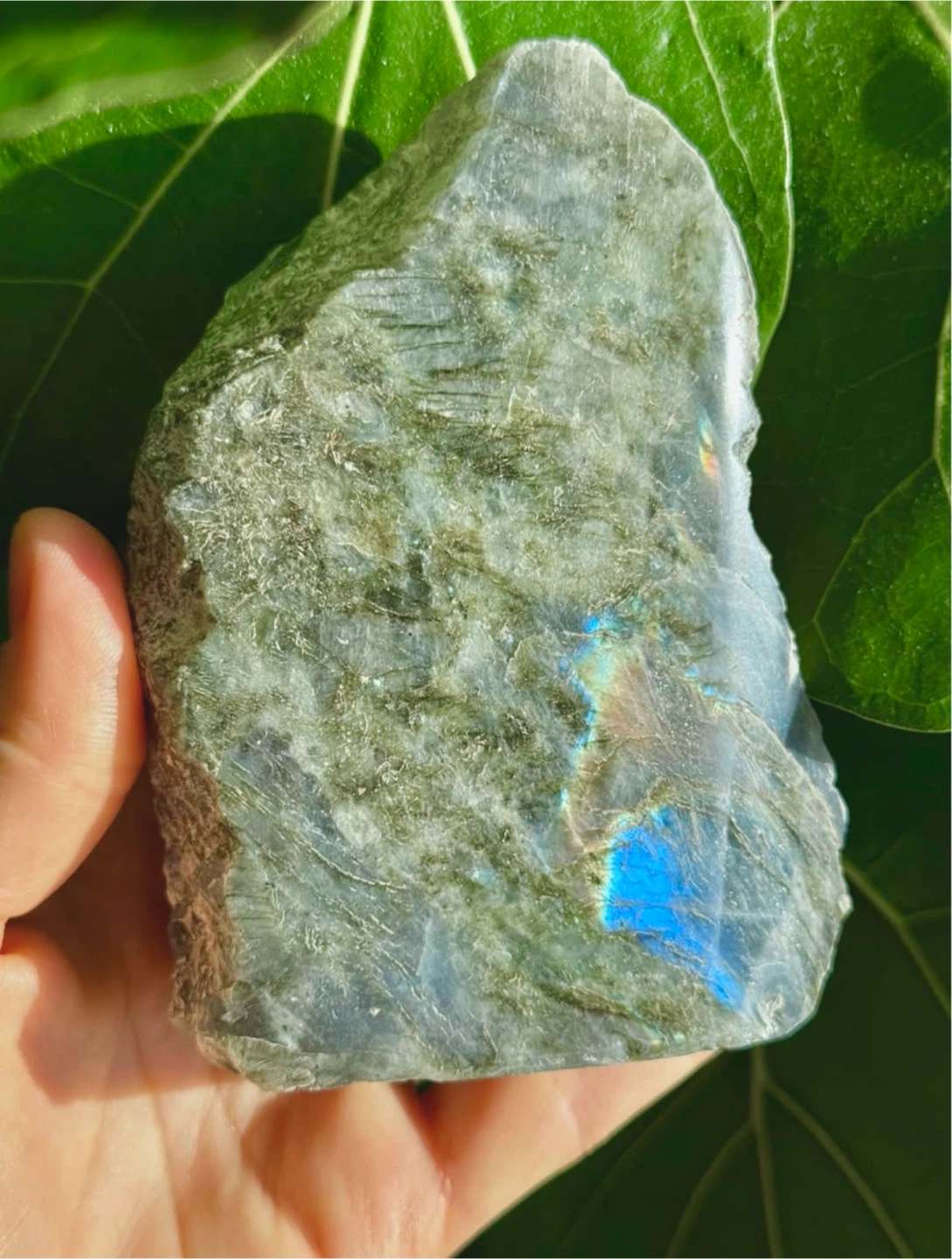 Half Polished Labradorite Crystal Chunk From Madagascar - photo 2