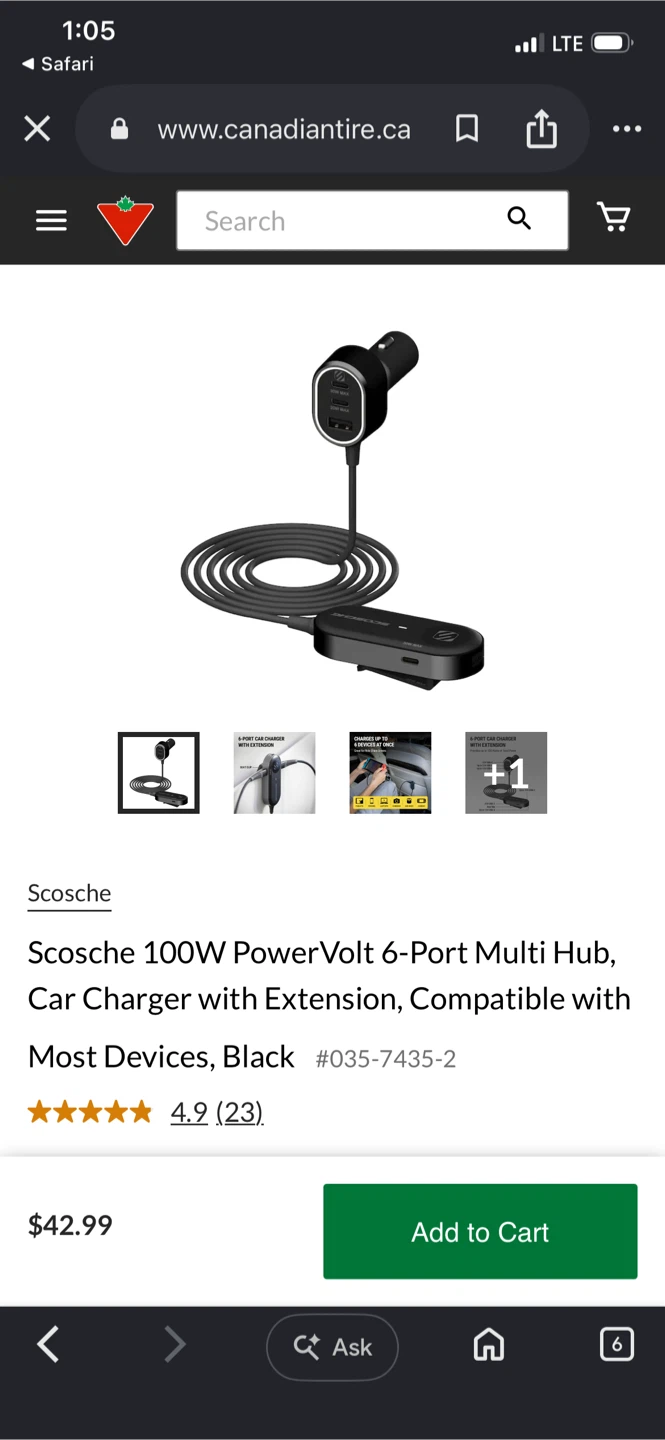 Scosche 100W PowerVolt 6-Port Car Charger with Extension - photo 5